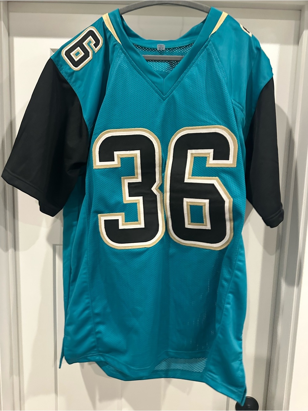 Men's Teal and Black Numbered Football Jersey - Size: Unspecified